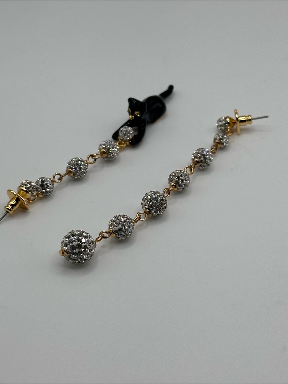 Fashion Jewelry Gold & Black Crystal Drop Earrings